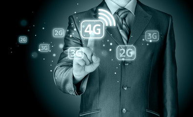 Businessman pushing 4g