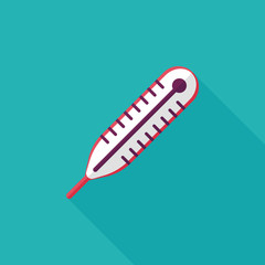 thermometer flat icon with long shadow