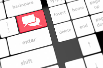 Social media key with two speech bubble sign on the keyboard