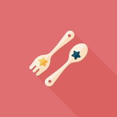 dishware and cutlery flat icon with long shadow,eps10