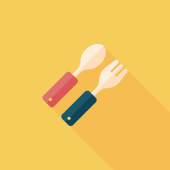 dishware and cutlery flat icon with long shadow,eps10