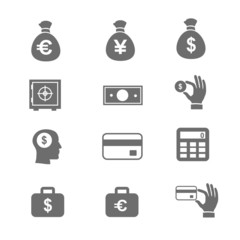 Fototapeta premium Money and coin icon set illustration