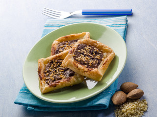 dessert with chocolate cream and almond