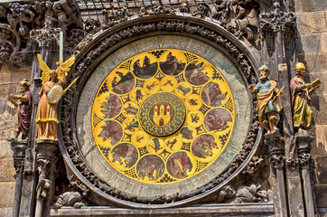 Famous astronomical clock in Prague, Czech Republic