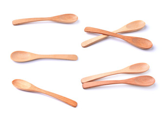 Wooden spoon isolated on white background