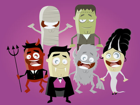 halloween party gruppe lustig monster