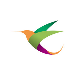 Vector sign logo in flight. Hummingbird