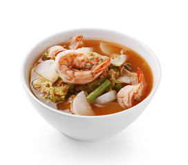 Mixed vegetable soup with shrimp