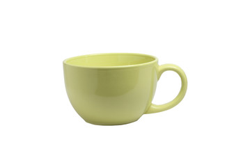 big green cup on a white background