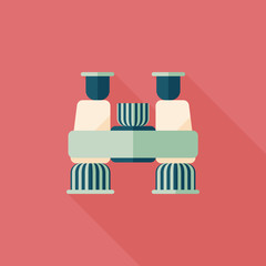 Binoculars flat icon with long shadow