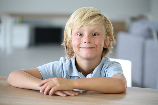 Portrait of sweet blond little boy