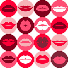 Fototapeta na wymiar Flat design of lips. Seamless pattern of icon.