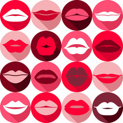 Flat design of lips. Seamless pattern of icon.