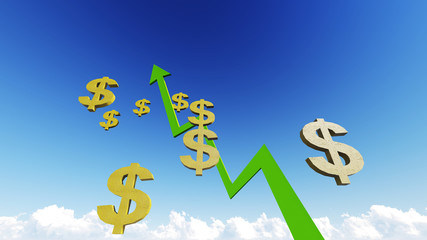 Graph with green dollar symbol.