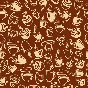 Seamless pattern with coffee cups