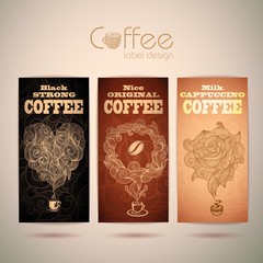 Set of vintage decorative coffee labels