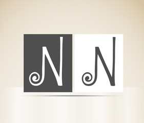 Retro alphabet letter N art deco vintage design