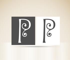 Retro alphabet letter P art deco vintage design