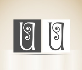 Retro alphabet letter U art deco vintage design