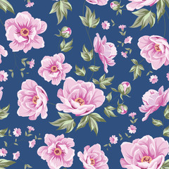 Elegant seamless peony pattern.