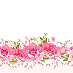 Obraz na płótnie Canvas Ornate pink flower decoration with text label.