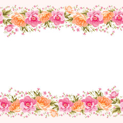 Border of flowers in vintage style.