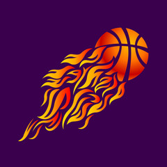 vector, flame, fire, ball, orange, basketball, symbol, icon,