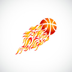 vector, flame, fire, ball, orange, basketball, symbol, icon,
