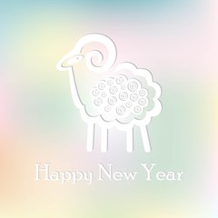 New Year's congratulatory ram gentle background isolated