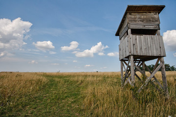 Hunters shelter in a field