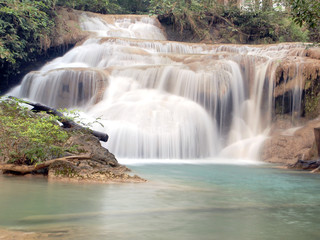 Waterfall with water flowing around