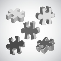 Vector illustration made from four grey puzzle pieces