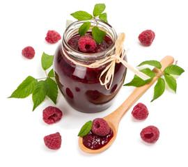 Jar of raspberry jam