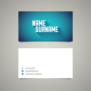 Modern simple business card template with long shadow effect