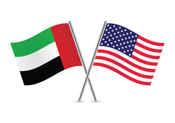 American and United Arab Emirates flags. Vector illustration.