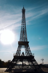 Fototapeta na wymiar the Eiffel Tower illuminated by the sun