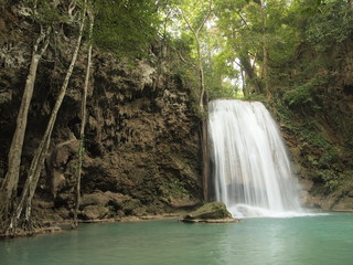 Fototapeta na wymiar Waterfall with water flowing around