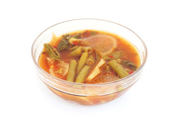 mixed vegetable in sour soup made of tamarind paste