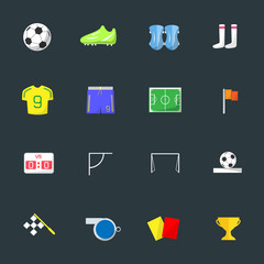 Soccer Color icons on black background