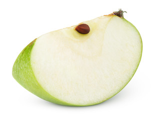 Green apple slice isolated on white with clipping path