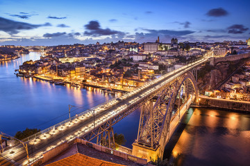 Fototapeta na wymiar Porto, Portugal at Dom Luis Bridge