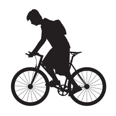 Silhouette man ride the bicycle, vector format