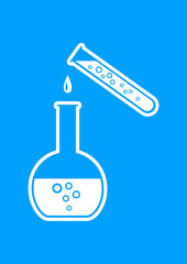 Laboratory glass icon on blue background