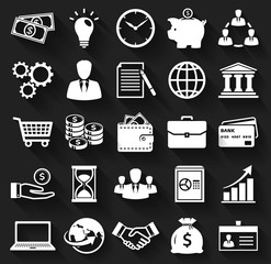 Business and finance flat icons. Vector set.