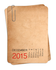 2015 Calendar on the Empty old photo with Paper clip