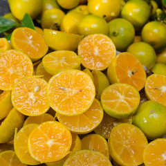 Many fresh slice Citrus fruit