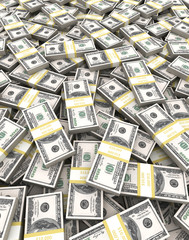 Stack of 100 dollars USA on white background.