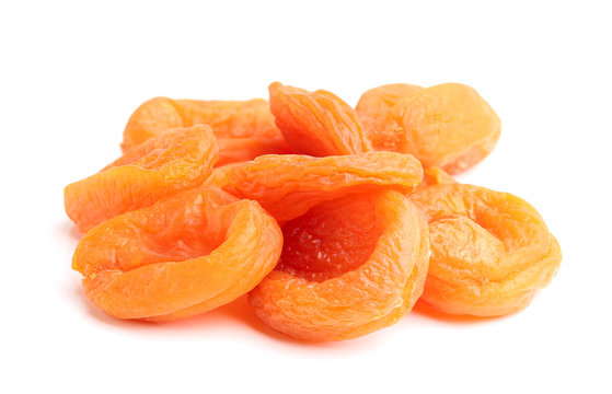 The dried apricots isolated.