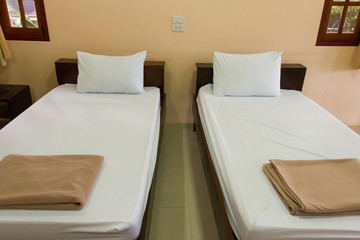 Twin bed in the hotel