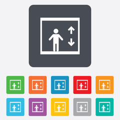 Fototapeta premium Elevator icon. Person symbol with up down arrows